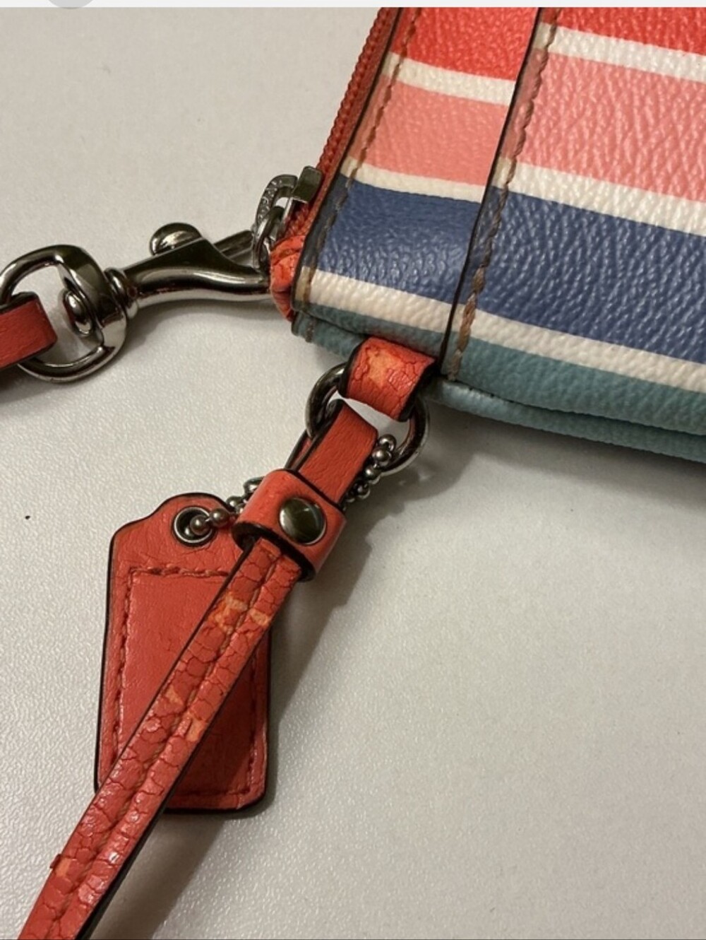 Coach Peyton Multicolor Striped Medium Wristlet with Strap & Hangtag - Picture 9 of 9